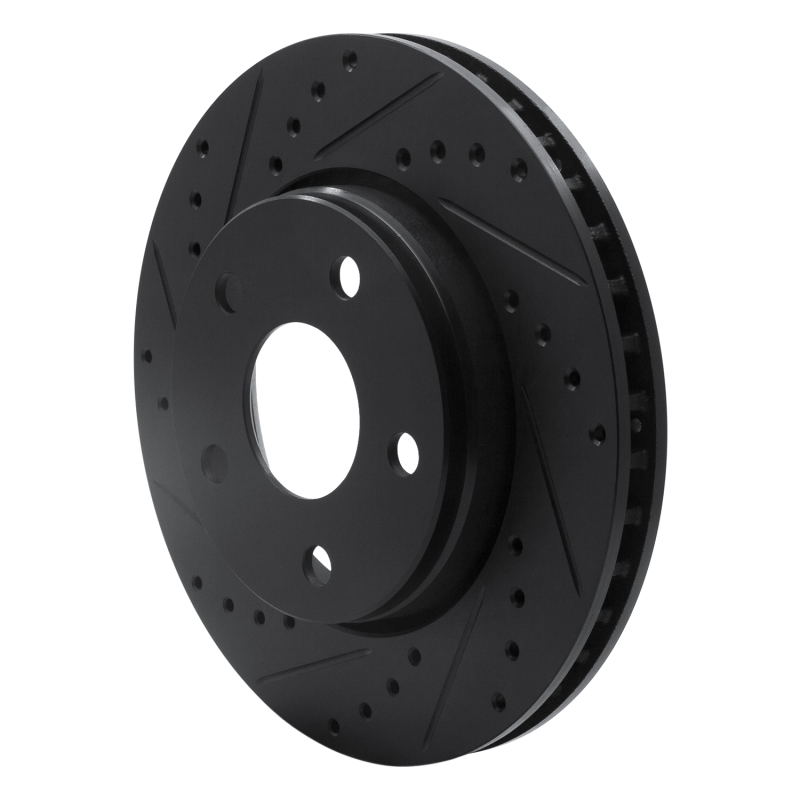 Jeep Wrangler Brake Rotor (1) - Front Left - R1 Concepts - Drilled & Slotted - Black - `07-`18